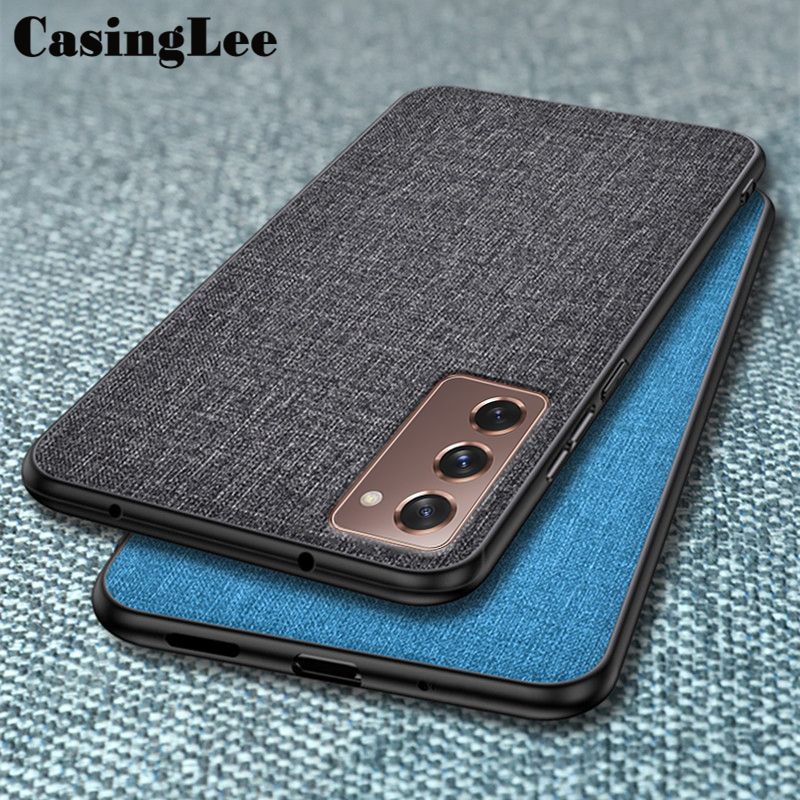 Casinglee Cloth Phone Case For Galaxy S21 Casing Linen Soft Cover With Silicone Frame Anti-knock Cases For Samsung Galaxy S21