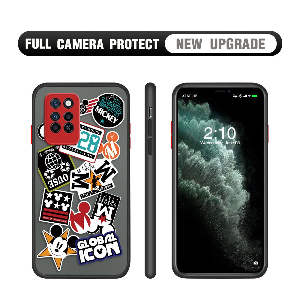 Hontinga for Infinix Note 10 Pro NFC Case Travel Poster Camera Shockproof Protection Cases Edge Frosted Transparent Phone Cover