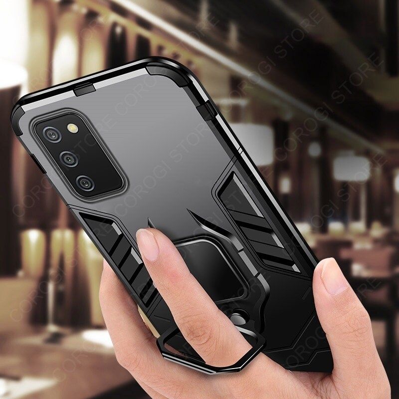 For Samsung Galaxy A03s Cover Military Grade Shockproof Armor Phone Case Metal Ring Stand Holder Magnetic Car Mount Hard Protective Back Cover