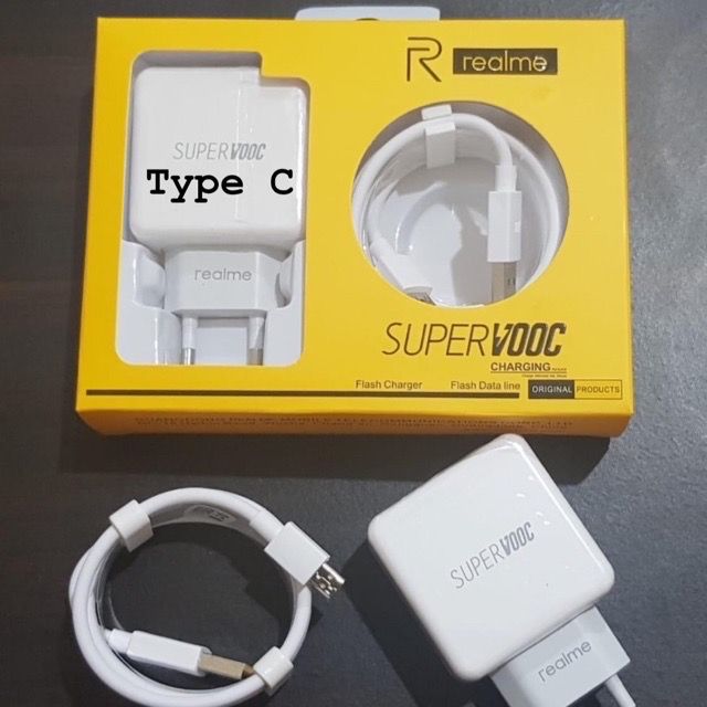 Realme Oppo Super flash vooc charger with Type C data cable