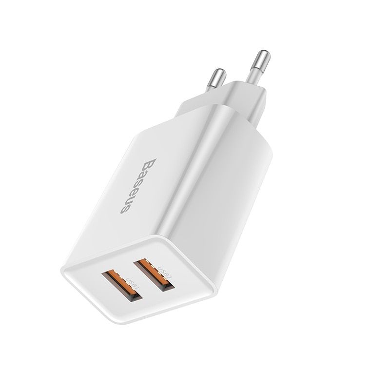 Baseus Dual USB Charger EU Plug 2.1A Max Fast Charging Portable Phone Charger Mini Wall Adapter Charger