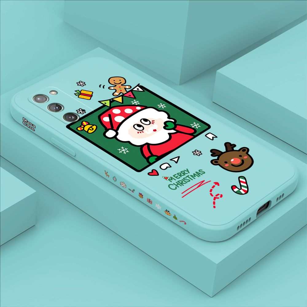ZeroQiQi for Samsung Note 20 Case Santa Claus Christmas Gifts Side Printing Cases Soft Liquid Silicone Phone Cover