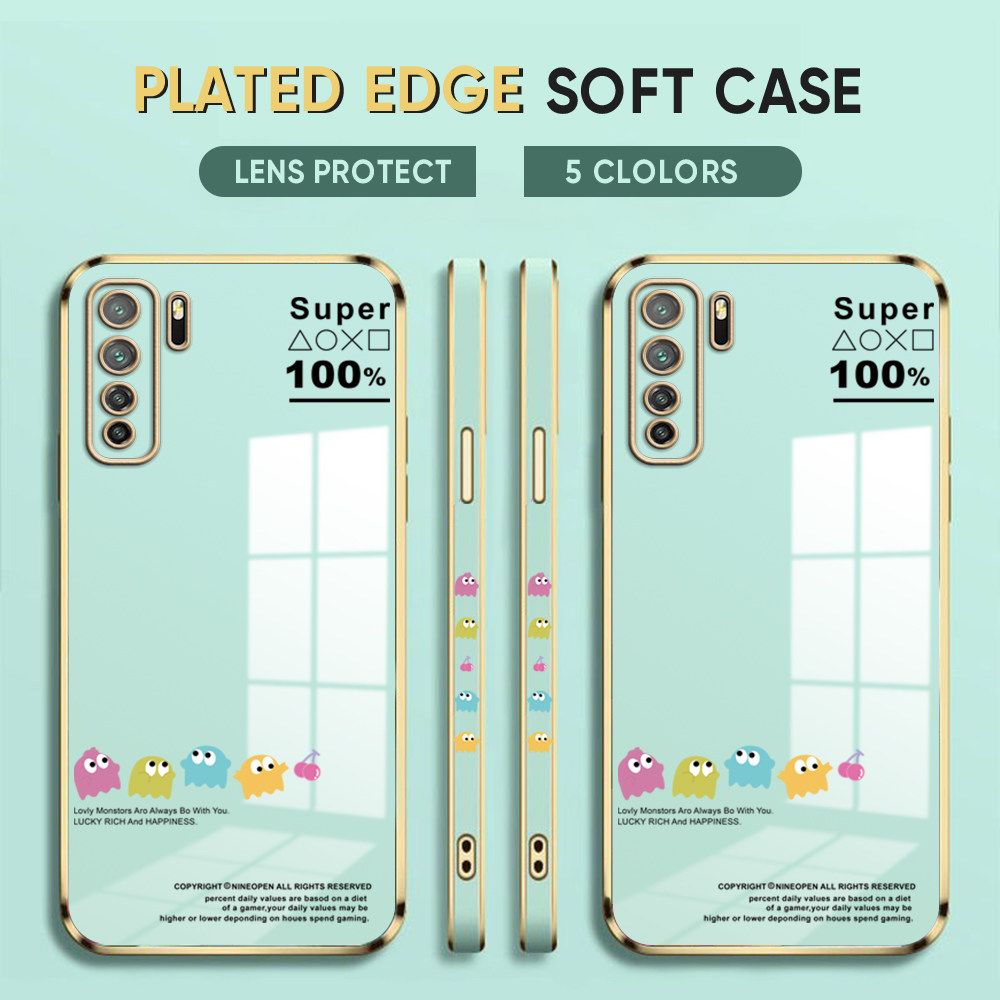 Luxury 6D Plating Case for Huawei Nova 7 SE Back Cover Game Little Monster Side Pattern Soft Silicone Square Phone Cases