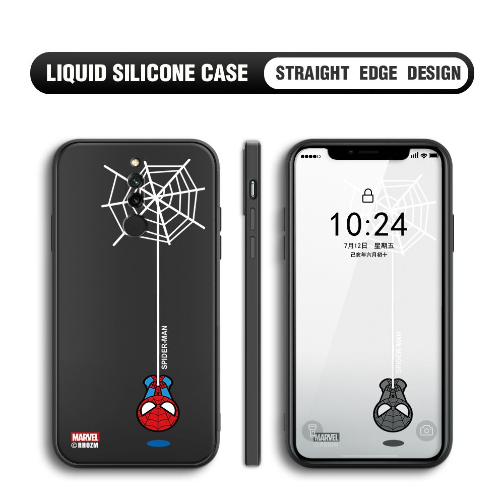 Jizetin for Redmi 8 Back Cover Cute Spiderman For Boys Liquid Silicone Phone Case Soft Full Camera Protect Phone Cases