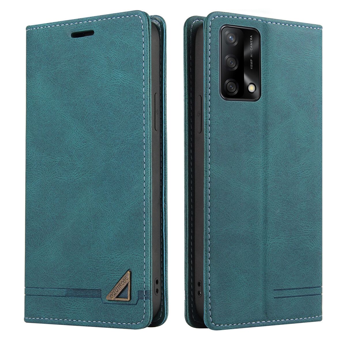 Retro Leather Wallet Foldable Built-in Card Slot and Magnetic Closure Protective Cover For OPPO F19 / OPPO A74 Phone Cover Case