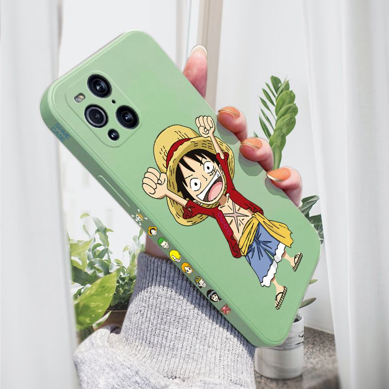 AMORVOR for OPPO Find X3/Find X3 Pro Back Cover Anime One-Piece Luffy Side design Soft Case Liquid Silicone Phone Cases