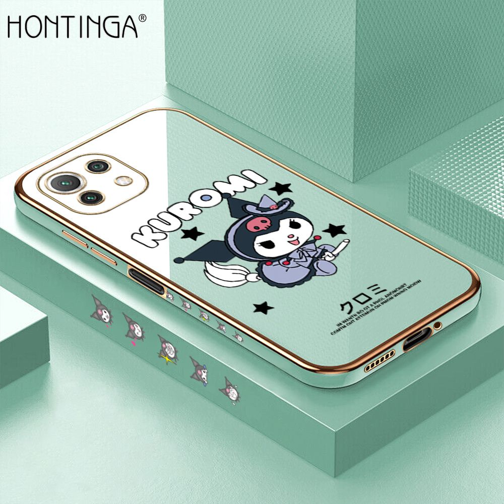 Hontinga for Xiaomi 11 Lite 4G / 5G / 11 Lite NE 5G Luxury 6D Plating Soft Casing Silicone Square Frame Phone Case Shiny Bling Back Cover Cute Cartoon Anime Characters Case