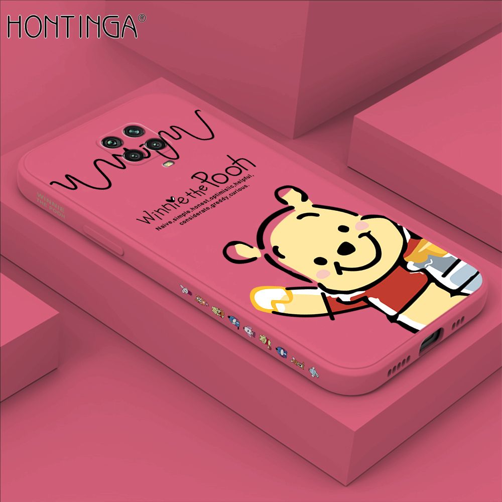 Hontinga for Redmi Note 9Pro Case Side Design Hello Little Bear Back Cover Soft Square Edge Pattern Liquid Silicone Trend Phone Cases