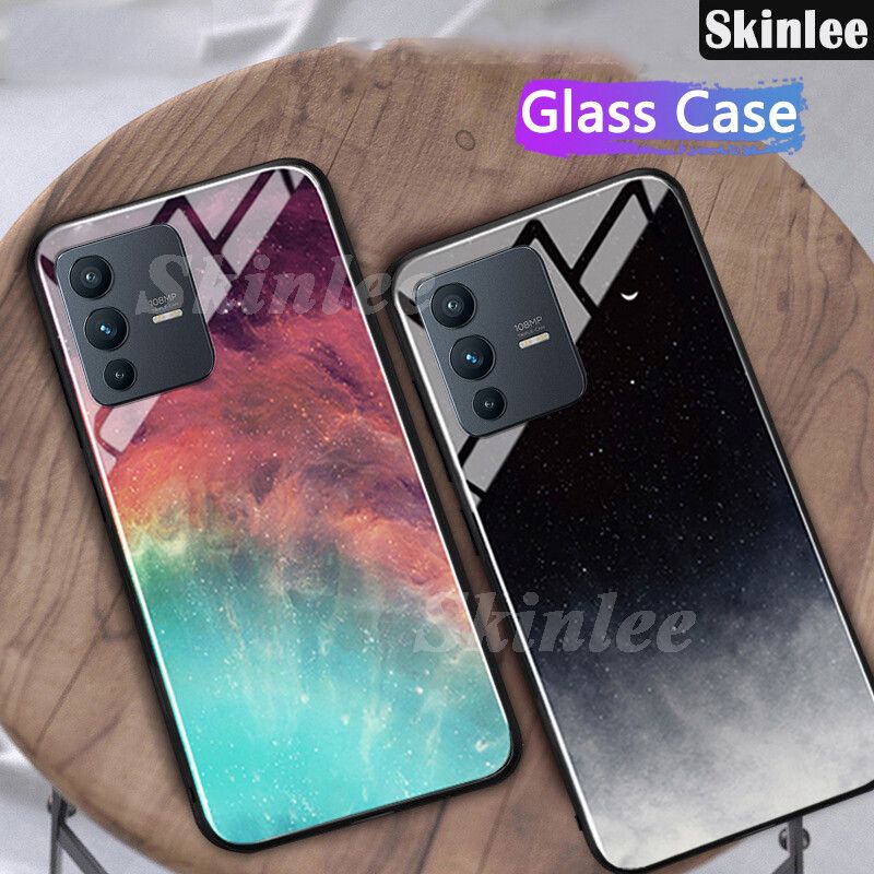 Phone Case VIVO V23 Pro Back Tempered Glass Back Cover Instagram Starry Sky Design Cases for VIVO V23 Pro Cover Shell Mirror Glass
