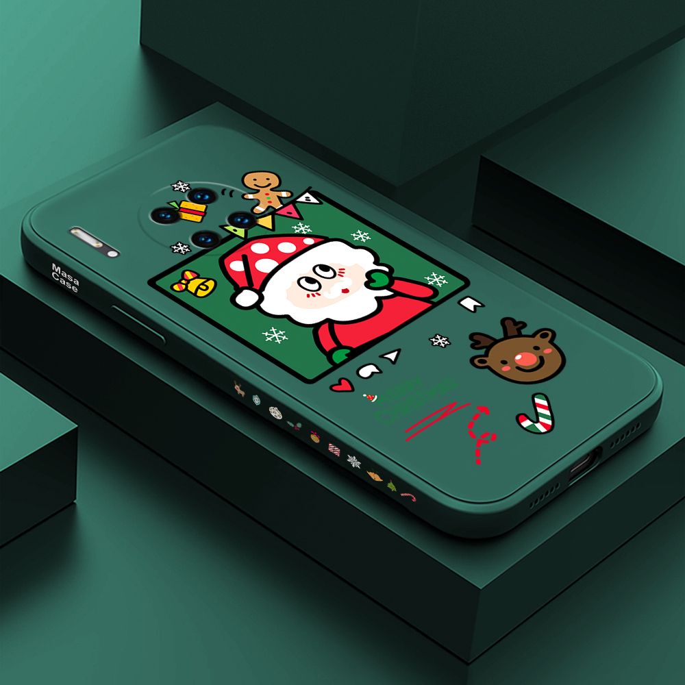 ZeroQiQi for Huawei Mate30 Pro Case Santa Claus Christmas Gifts Side Printing Cases Soft Liquid Silicone Phone Cover