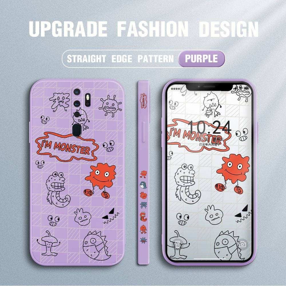 Jizetin for OPPO A9 2020 / A5 2020 Case Side Design Phone Cover Printed Text “I Am Monster ” Cover Square Edge Pattern Liquid Silicone Trend Case