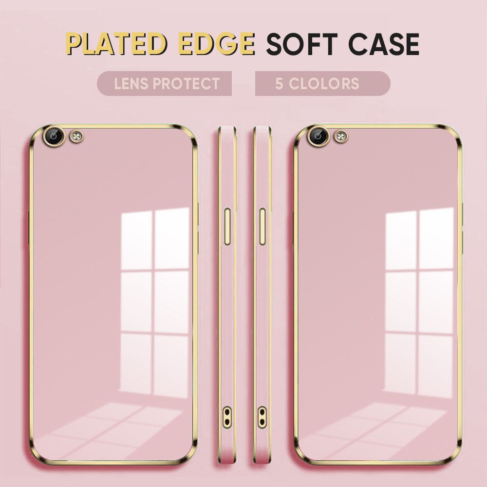 Luxury 6D Plating Case for Vivo Y66 Soft Silicone Square Frame Back Cover Shiny Bling Phone Cases