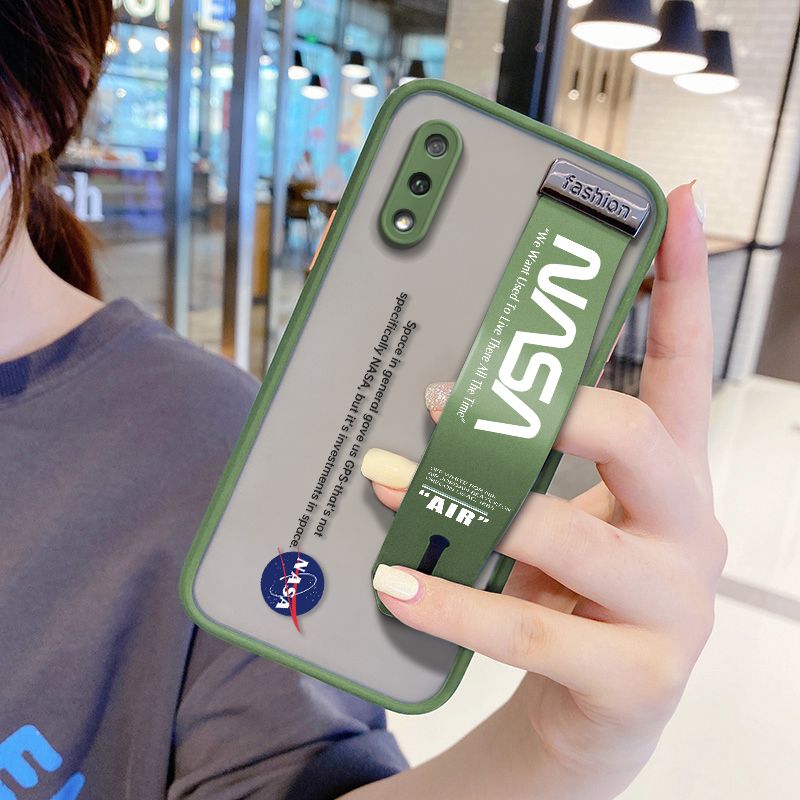 UCUC for Samsung Galaxy A01 Wrist Strap Case Popular NASA Wristband Printing Cover Shockproof Frosted Phone Case