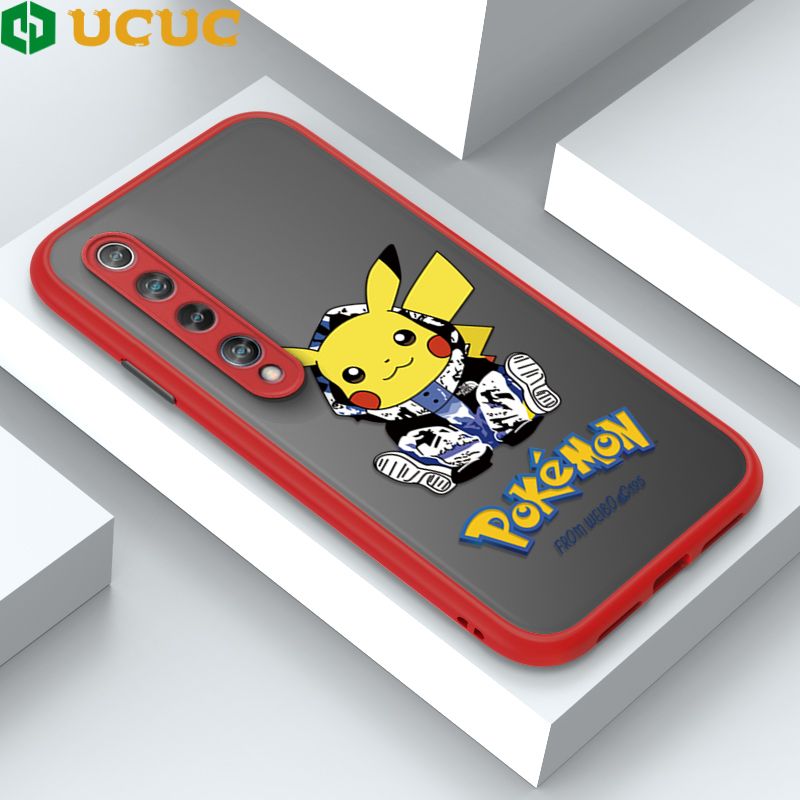 UCUC for Xiaomi MI 10 Back Cover Wrapped Pikachu Frosted Transparent Hard Phone Case Thin Shockproof Full Cover Camera Protect Case