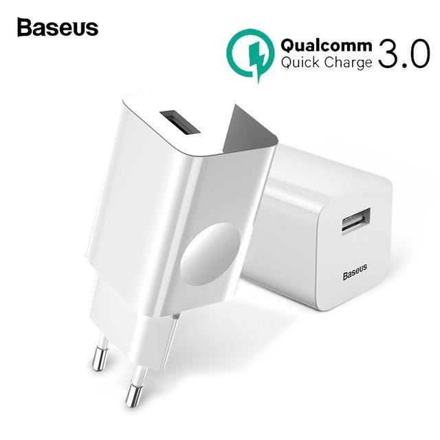 Baseus 24W Quick Charge 3.0 USB Charger For Samsung Huawei Vivo Oppo and iPhone Fast Charging Travel Mobile Phone Charger EU Plug