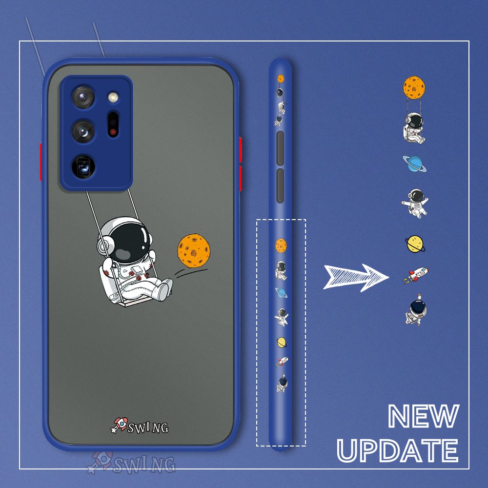 UCUC for Samsung Galaxy Note 20 Ultra Back Cover Swing Astronaut Side Printed Design Phone Case Ultra Thin Frosted Cover Shockproof Phone Cover