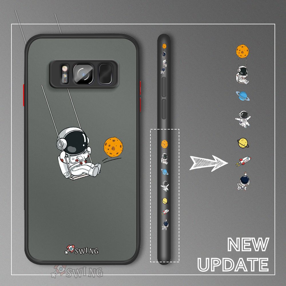 UCUC for Samsung Galaxy S8 Back Cover Swing Astronaut Side Printed Design Phone Case Ultra Thin Frosted Cover Shockproof Phone Cover