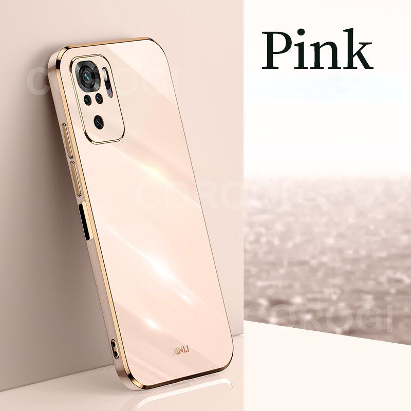 For Xiaomi Redmi Note 10S Cover Fashion Shiny Plating Square Bumper Slim Phone Case Soft TPU Silicone Shockproof Protective Back Cover