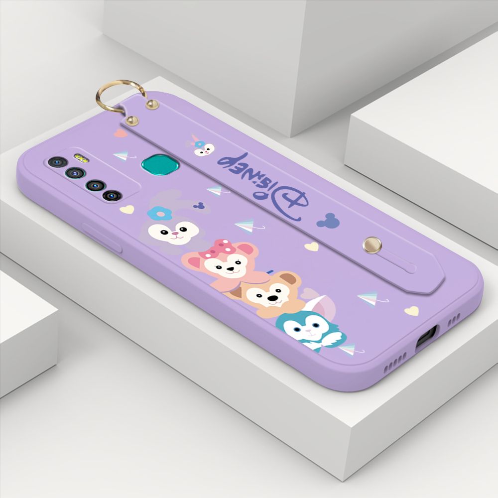 ZeroQiQi for Infinix Hot 9 Wrist Strap Case INS Cute Style Creative Cartoon Rabbit and Fox Cover Thin Square Edge Liquid Silicone Phone Case