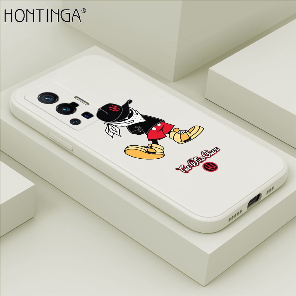 Hontinga for Vivo X70 Pro 5G Case Cartoon Masked Mouse Phone Case Soft Square Edge Silicone Cases Full Lens Cover Shockproof Protection Cover
