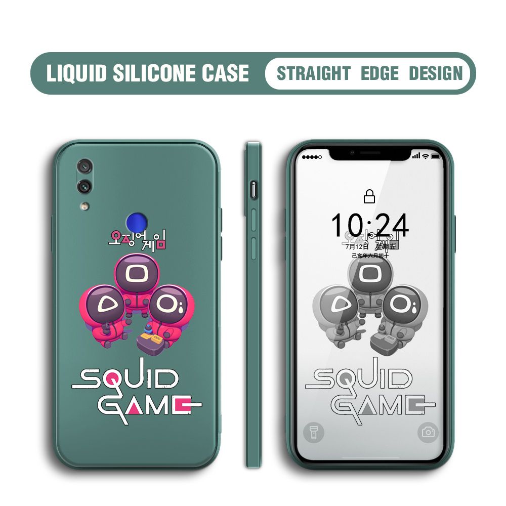 UCUC for Xiaomi Redmi Note 7 Pro Case Cute Cartoon Cute Squid Character Phone Cover Square Liquid Silicone Shockproof Phone Protective Case