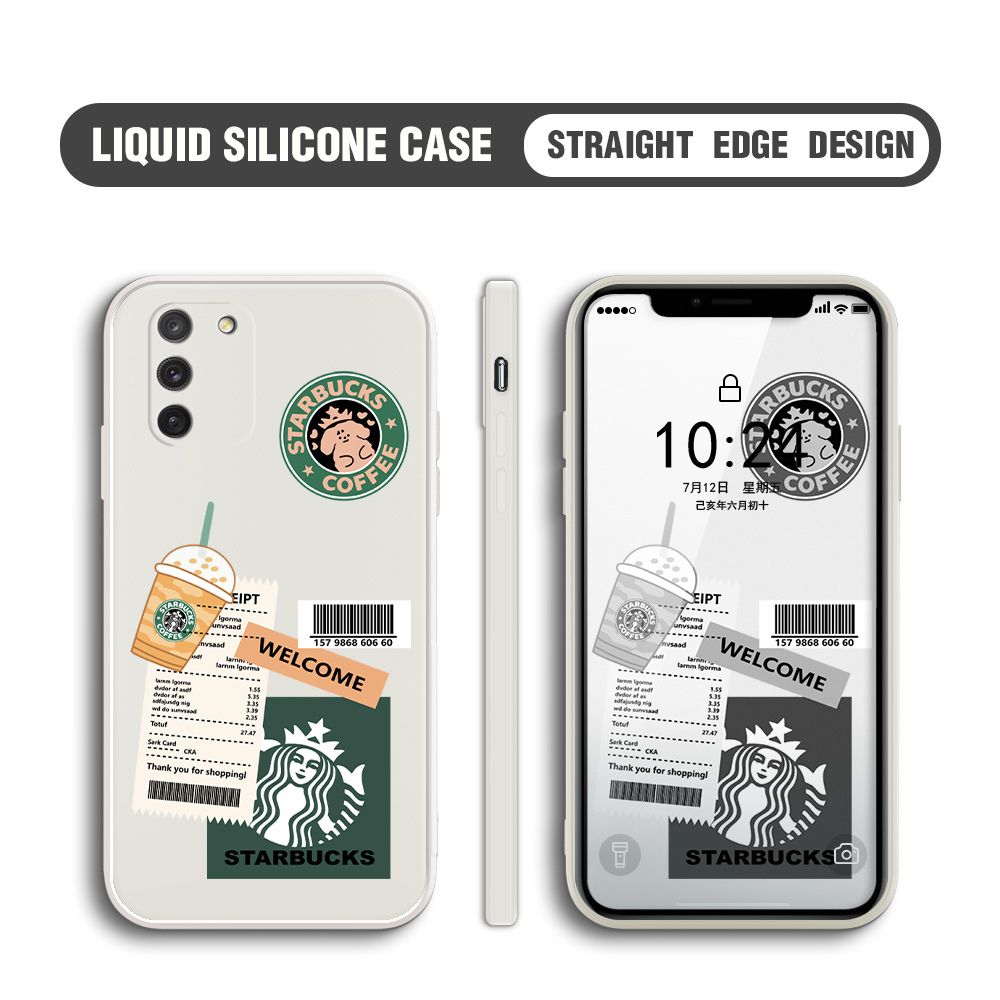 BILI for Samsung Galaxy S10 Lite Back Cover Creative Coffee Order Receipt Multicolor Liquid Silicone Phone Case Soft Square Lens Protection Phone Cases