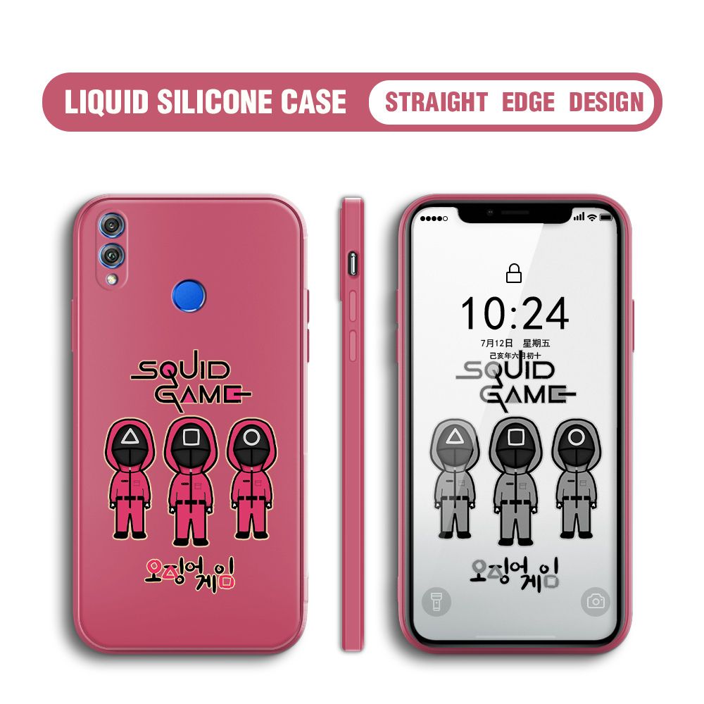 Jizetin for Honor 8X Case Trend Cartoon Korean Squid Phone Cover Liquid Silicone Case Phone Protective Case