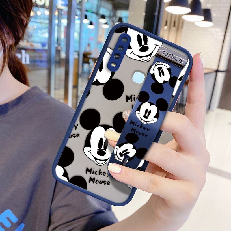 UCUC for Vivo Y15 Wrist Strap Case Cute Mouse Avatar Wristband Printing Cover Shockproof Ultra Thin Phone Case