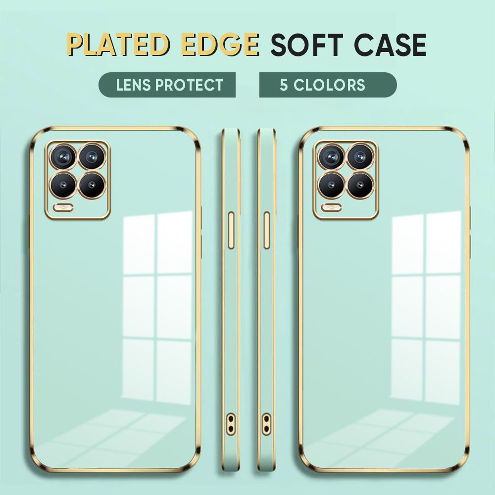 Luxury 6D Plating Case for Realme 8 4G / 8 Pro Back Cover Soft Silicone Square Frame Shiny Bling Phone Cases