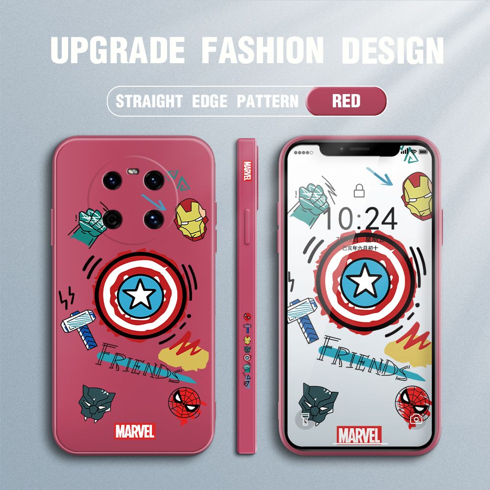 Jizetin for Huawei Mate 40 Back Cover Hero Props Side Design Liquid Silicone Phone Case Soft Full Camera Protect Phone Cases
