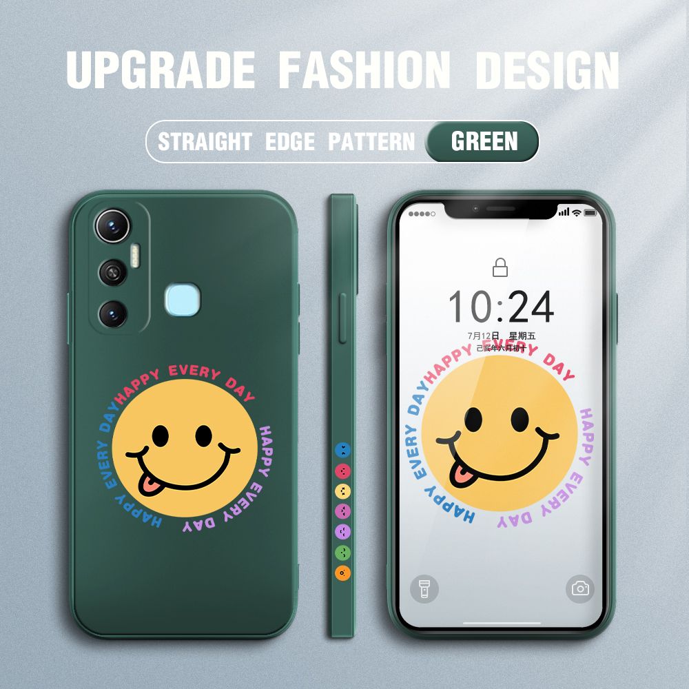 FHKL for Infinix Hot 11 Back Cover Cartoon Smile Side design Soft Case Multicolor Liquid Silicone Phone Cases