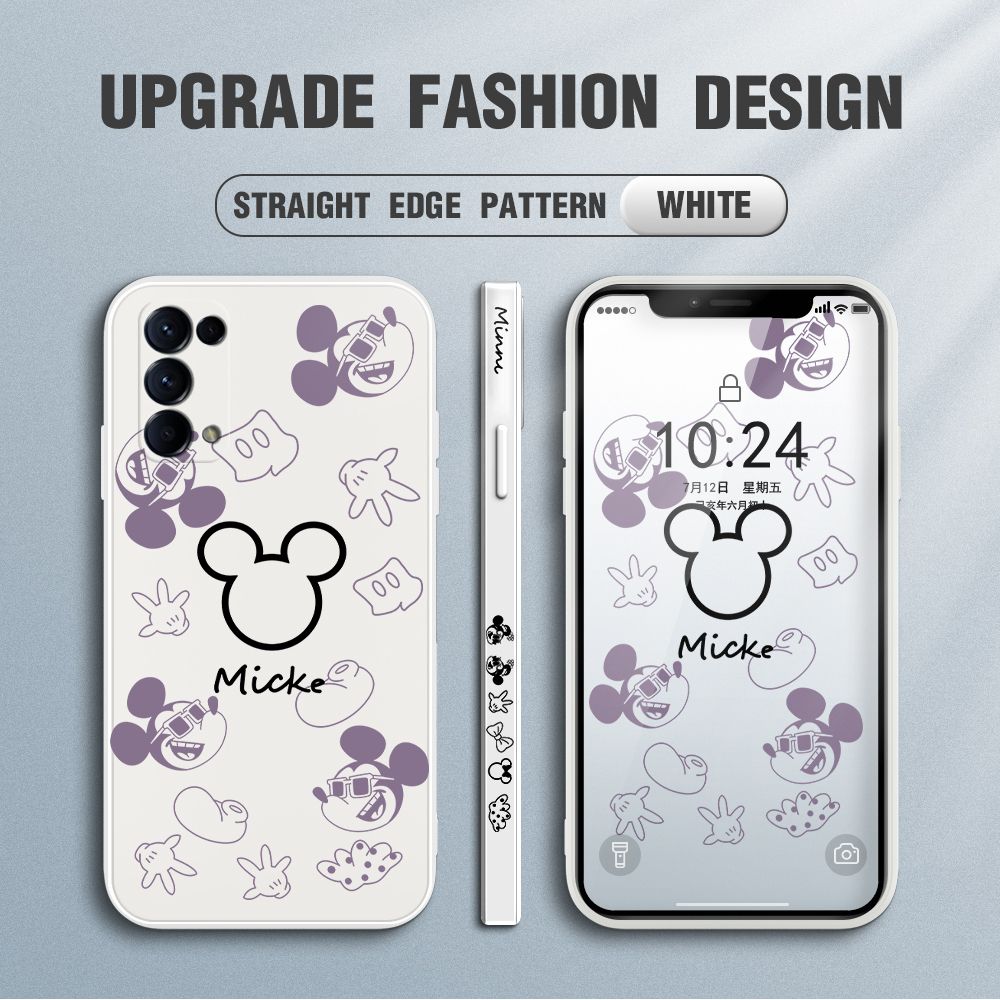 FHKL for OPPO Reno 5 5G / 4G Back Cover Mickey Print Side design Soft Case Multicolor Liquid Silicone Phone Cases