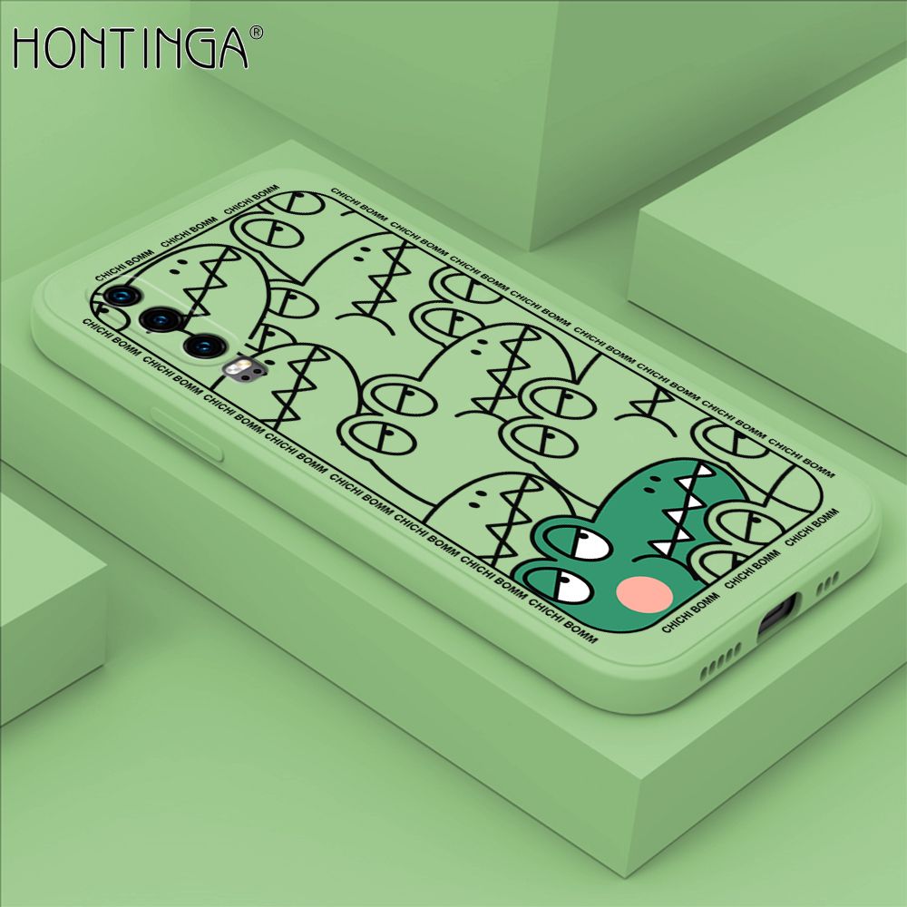 Hontinga for Huawei P30 Case Cartoon Crocodile Alligator Phone Case Phone Case Soft Square Edge Silicone Cases Full Lens Cover Shockproof Protection Cover