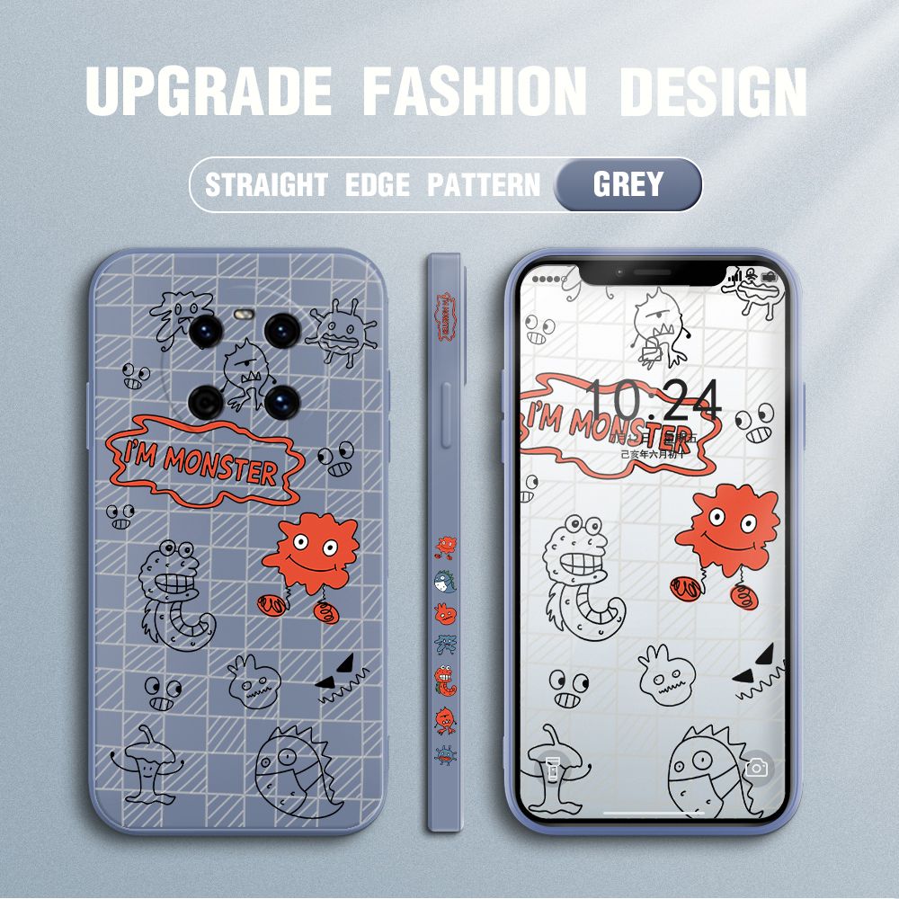 Jizetin for Huawei Mate 40 Case Side Design Phone Cover Printed Text “I Am Monster ” Cover Square Edge Pattern Liquid Silicone Trend Case