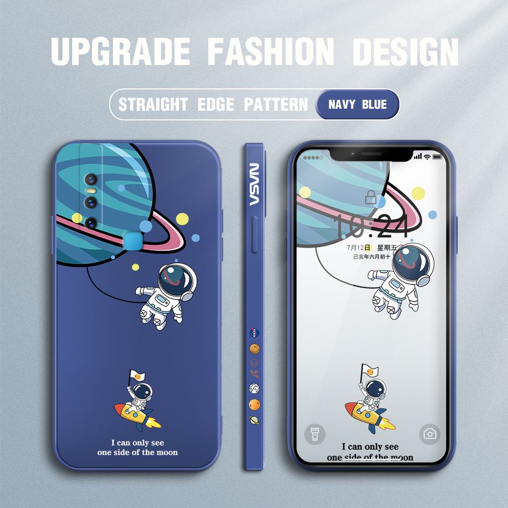FHKL for Vivo V15 Back Cover Cartoon Astronaut Side design Soft Case Multicolor Liquid Silicone Phone Cases