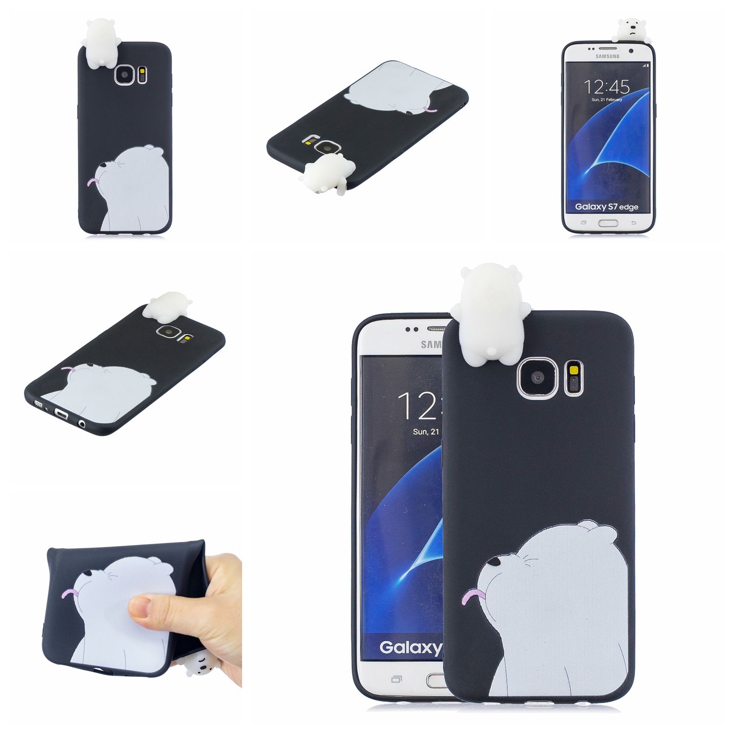 Yfashion For   edge 3D Cartoon Lovely Coloured Painted Soft PU Back Cover Non-slip Shockproof Full Protective Case