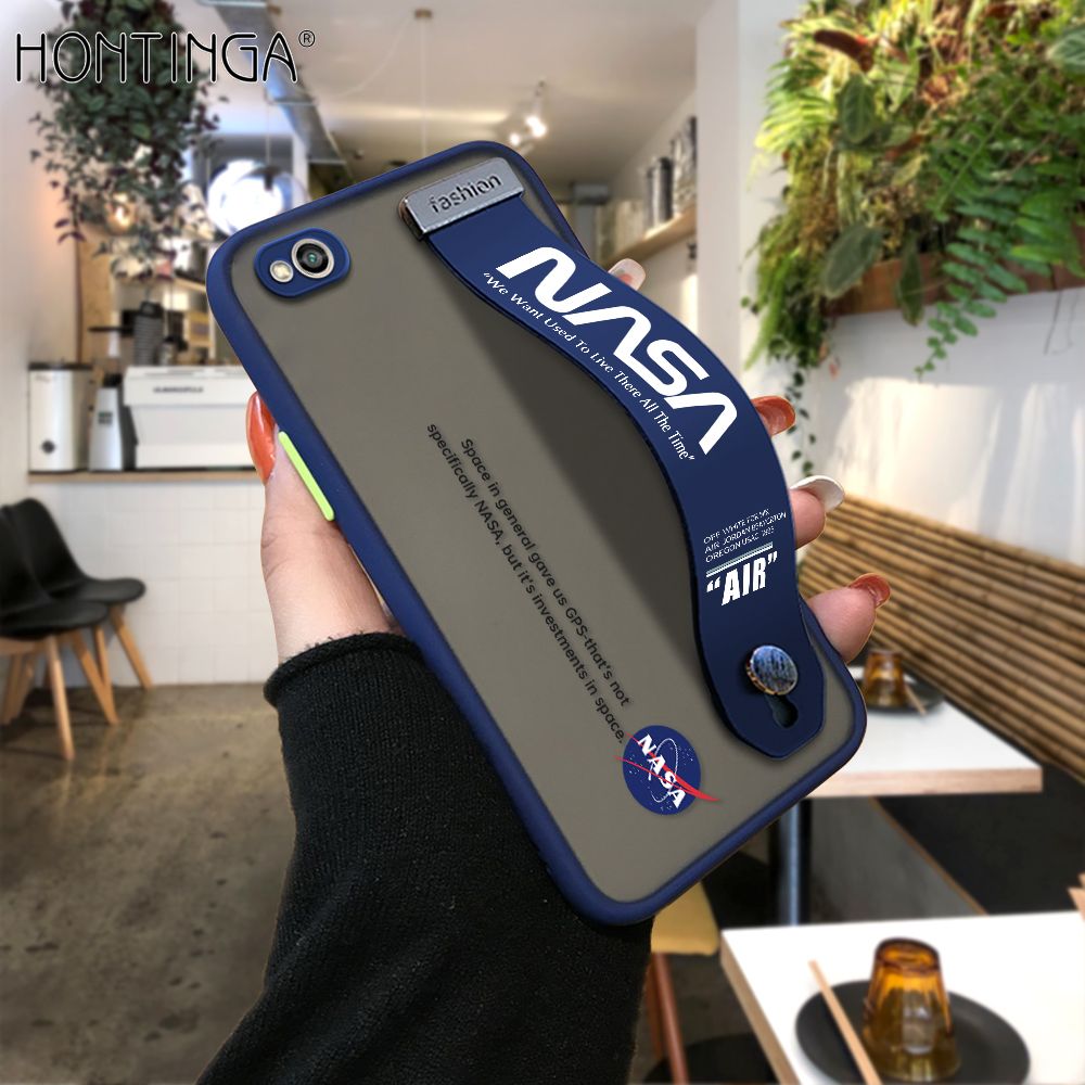 Hontinga for Redmi 5A Back Cover With Wristband Popular Space Astronaut Phone Casee Full Lens Protection Thin Frosted Cases