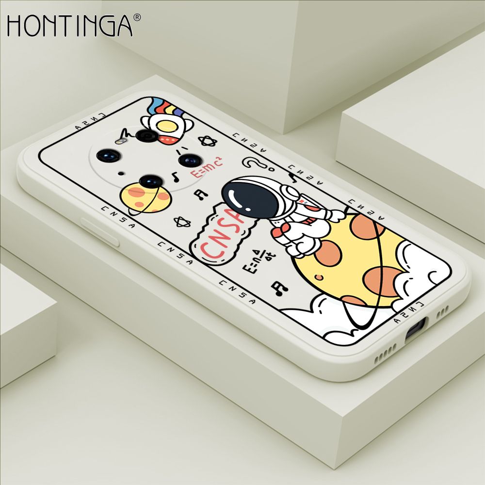 Hontinga for Huawei Mate 40 Pro Case Cartoon Astronauts Phone Case Phone Case Soft Square Edge Silicone Cases Full Lens Cover Shockproof Protection Cover