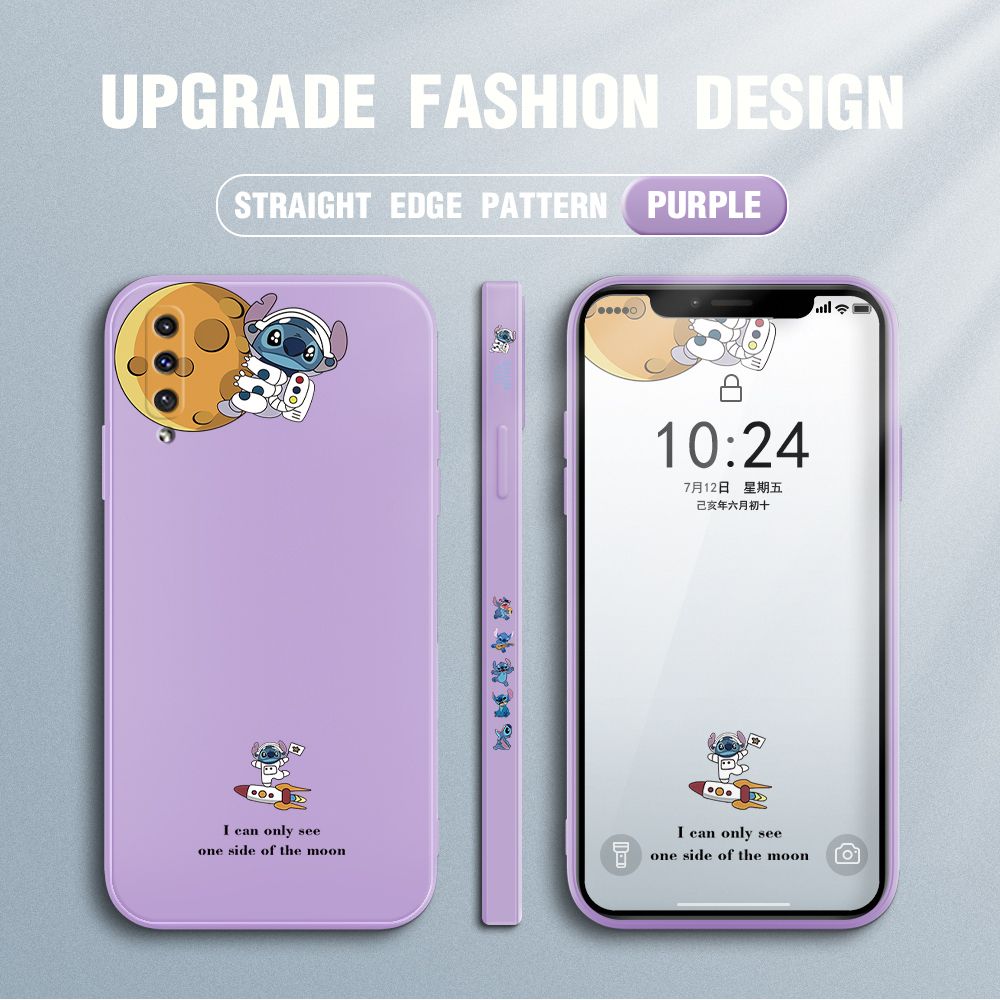 Jizetin for Samsung Galaxy A30S / A50 / A50S Case Side Design Phone Cover  Astronaut Stitch Cover Square Edge Pattern Liquid Silicone Trend Case