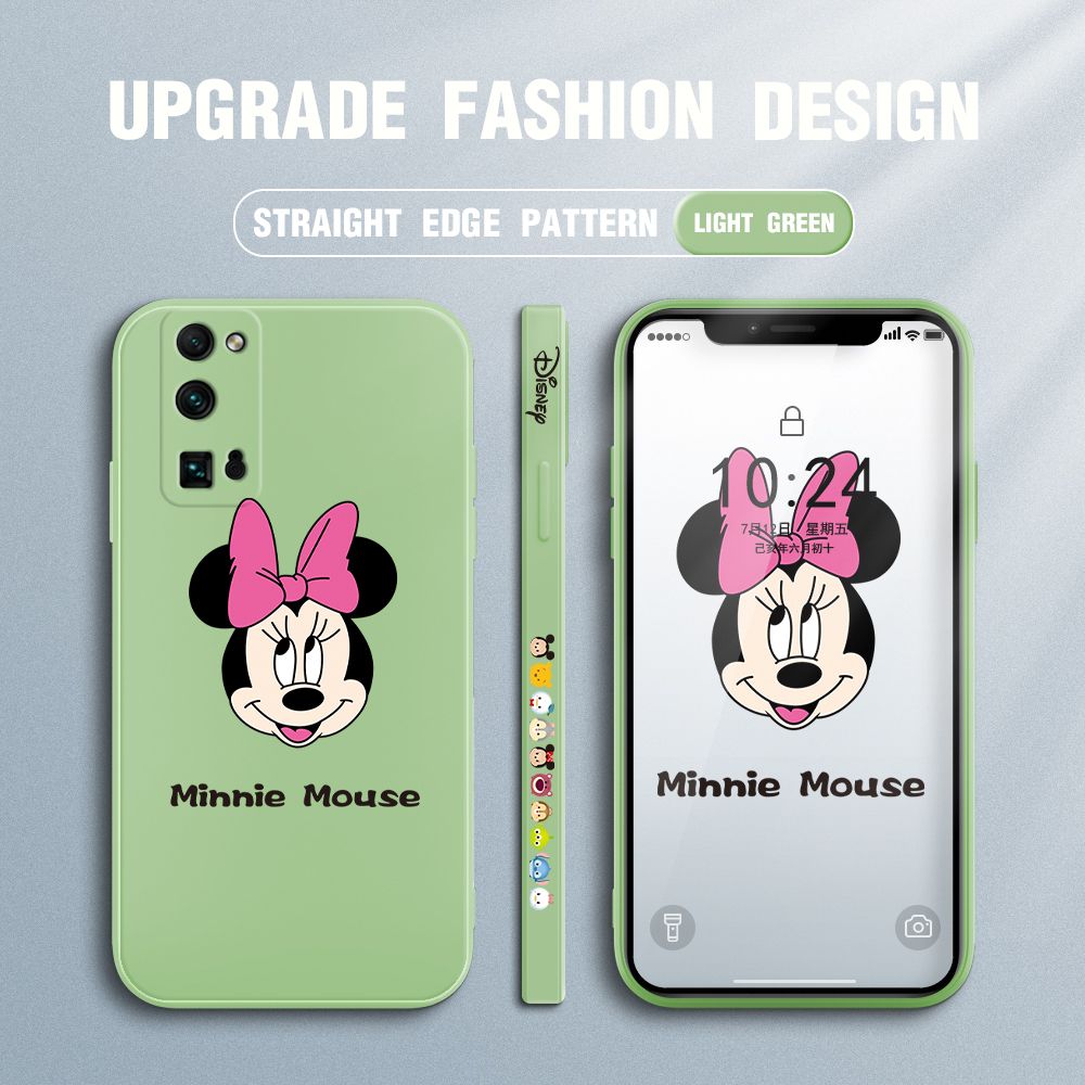 Jizetin for Honor 30 Pro Case Minnie Mickey Mouse Design Side Design Phone Case Square Edge Pattern Liquid Silicone Cases Full Cover Camera Shockproof Protective Case