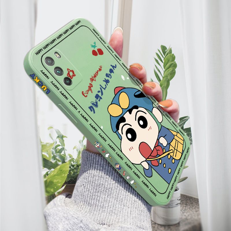 AMORVOR for Xiaomi Poco M3 Back Cover Cartoon Shin-chan Action Kamen Side design Soft Case Liquid Silicone Phone Cases