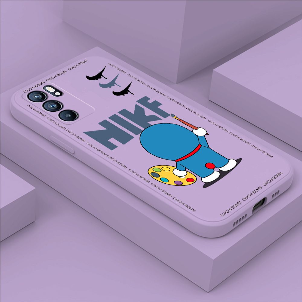 Hontinga for OPPO Reno6 5G Case Fashion Cat Phone Case Phone Case Soft Square Edge Silicone Cases Full Lens Cover Shockproof Protection Cover