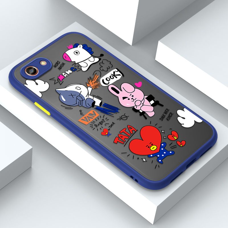Jizetin for OPPO A83 Cover BTS Animation Image Soft Edge Frosted Transparent Phone Case
