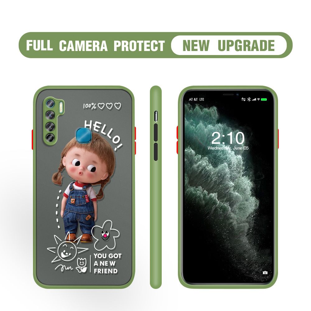 Hontinga for Infinix S5 Case Cute Cartoon Little Girl Cover Camera Shockproof Protection Case Edge Frosted Transparent Phone Cover