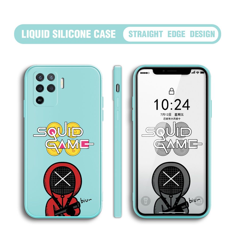 Jizetin for OPPO A94 Case Fashion Cartoon Judge Role Phone Cover Square Liquid Silicone Trend Phone Case