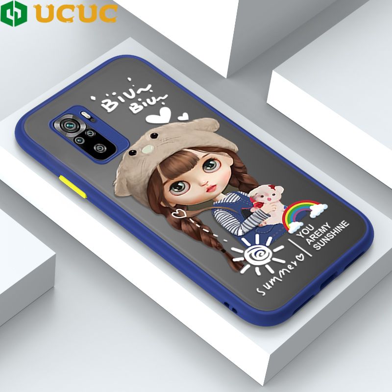 UCUC for Redmi Note 10S / Redmi Note 10 Back Cover Rainbow Lovely Girls Frosted Transparent Hard Phone Case Thin Shockproof Full Cover Camera Protect Case