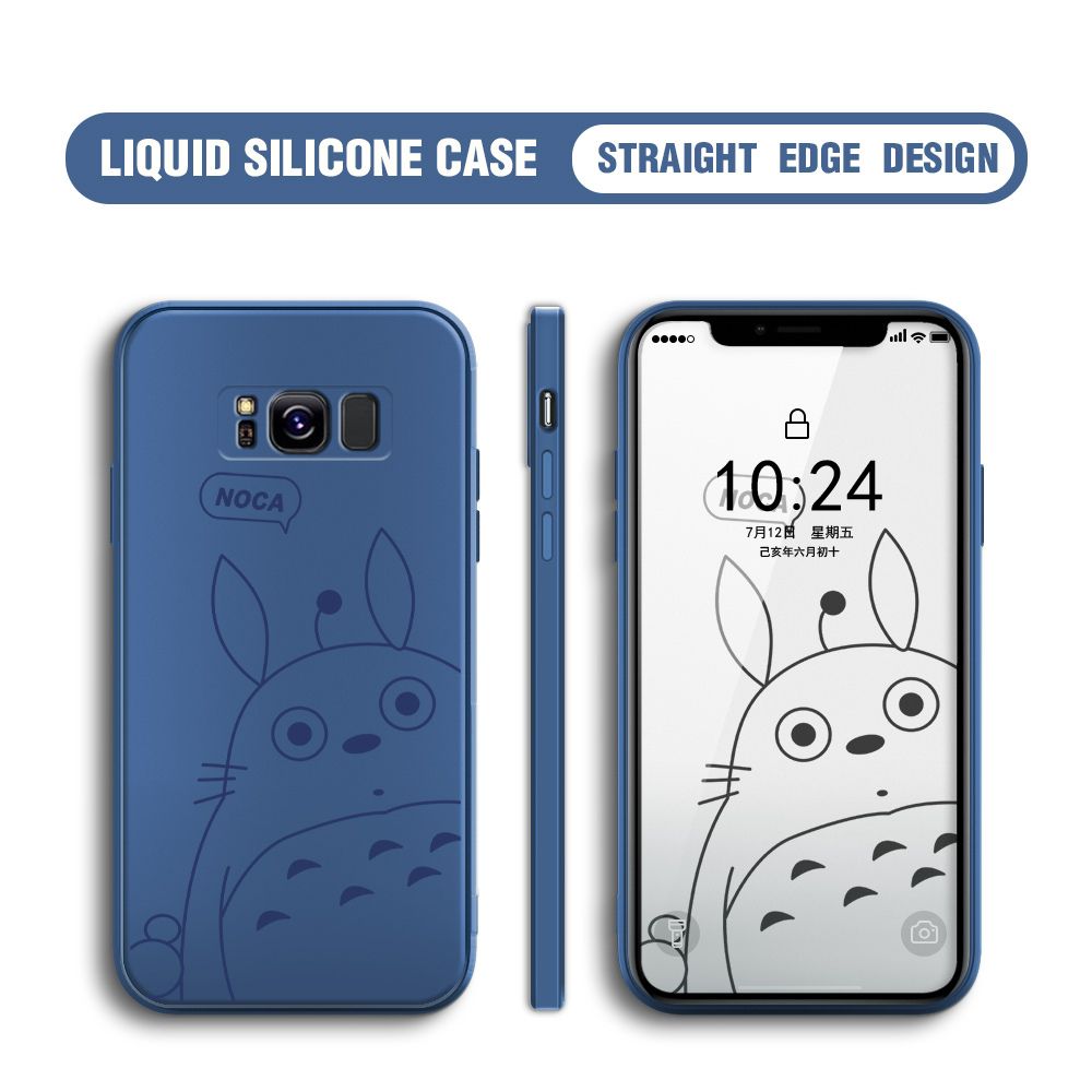 BILI for Samsung Galaxy S8 Back Cover Lovely Totoro Multicolor Liquid Silicone Phone Case Soft Square Lens Protection Phone Cases