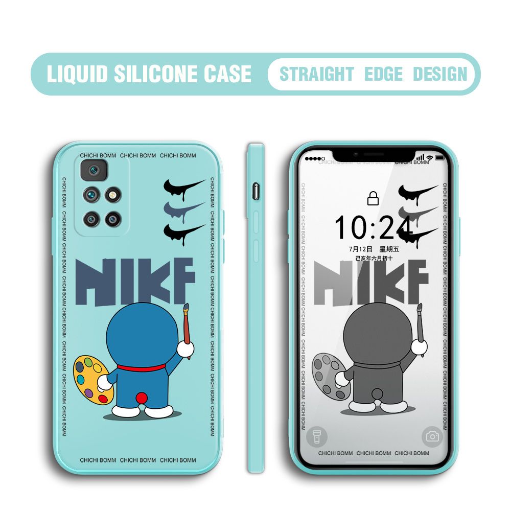 BILI for Redmi 10 Back Cover Cartoon Clown Multicolor Liquid Silicone Phone Case Soft Square Lens Protection Phone Cases