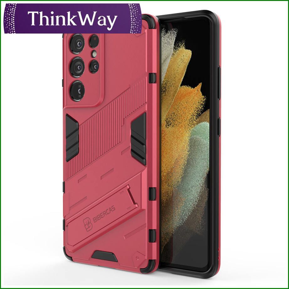 Shockproof Armor Hard Phone Casing with Camera Protection Invisible Stand Bracket Soft Silicone Bumper Anti-fall Protection Cases Back Cover For Samsung S22 & Samsung S22 Plus