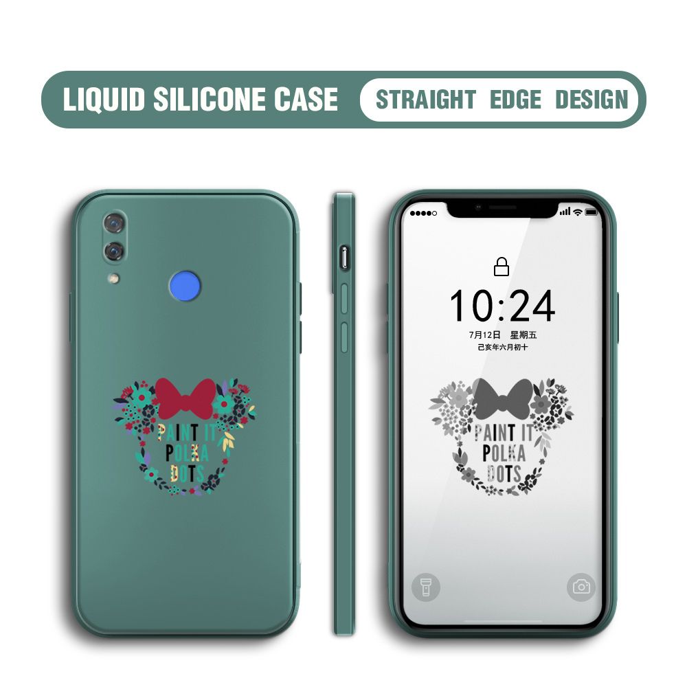 BILI for Huawei Nova 3i / P Smart Plus Back Cover Flowers Minnie Multicolor Liquid Silicone Phone Case Soft Square Lens Protection Phone Cases